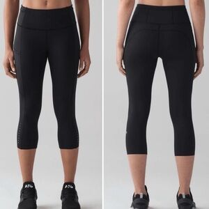 Lululemon Fast & Free Crop II *Nulux 19" Black Womens Size 4 Leggings Tights Gym